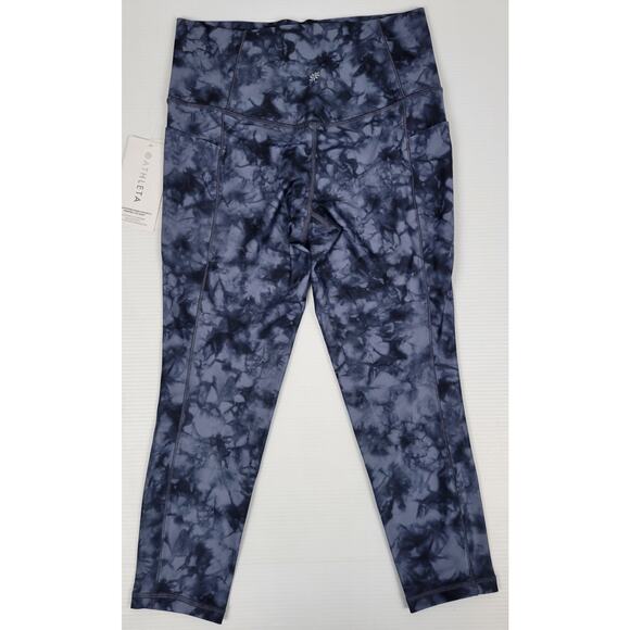 NWT Athleta Blue Tie Dye 7/8 Athletic Leggings Salutation‎ Stash Pocket II - Picture 4 of 8